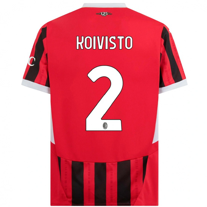 Danxen Niño Camiseta Emma Koivisto #2 Rojo Negro 1ª Equipación 2024/25 La Camisa México