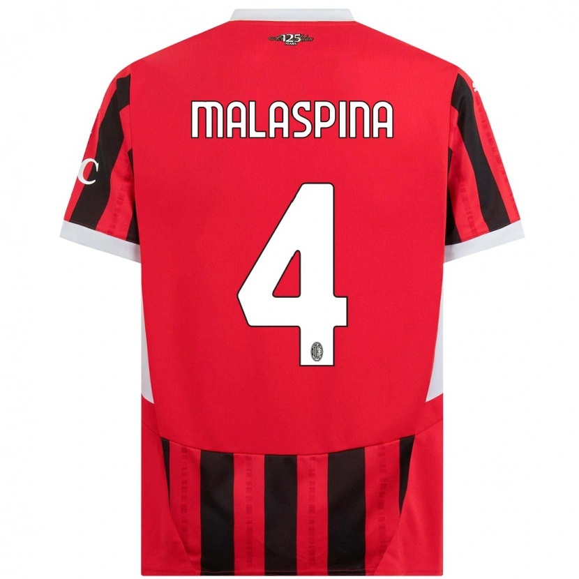 Danxen Niño Camiseta Mattia Malaspina #4 Rojo Negro 1ª Equipación 2024/25 La Camisa México