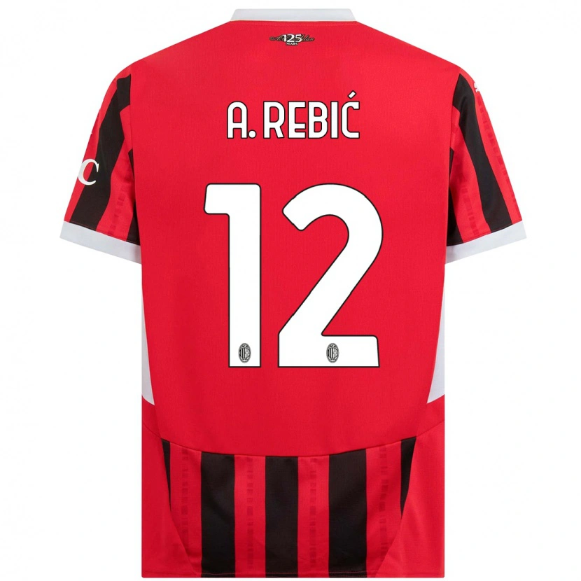 Danxen Niño Camiseta Ante Rebic #12 Rojo Negro 1ª Equipación 2024/25 La Camisa México