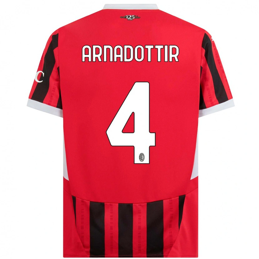 Danxen Niño Camiseta Guony Arnadottir #4 Rojo Negro 1ª Equipación 2024/25 La Camisa México