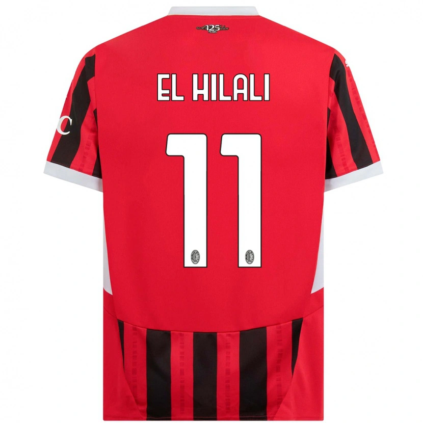 Danxen Niño Camiseta Youns El Hilali #11 Rojo Negro 1ª Equipación 2024/25 La Camisa México