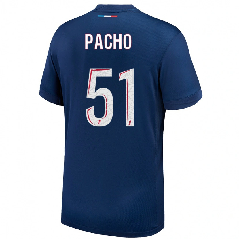 Danxen Niño Camiseta Willian Pacho #51 Azul Marino Blanco 1ª Equipación 2024/25 La Camisa México