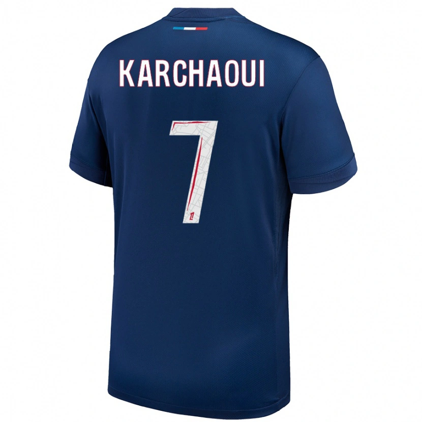 Danxen Niño Camiseta Sakina Karchaoui #7 Azul Marino Blanco 1ª Equipación 2024/25 La Camisa México