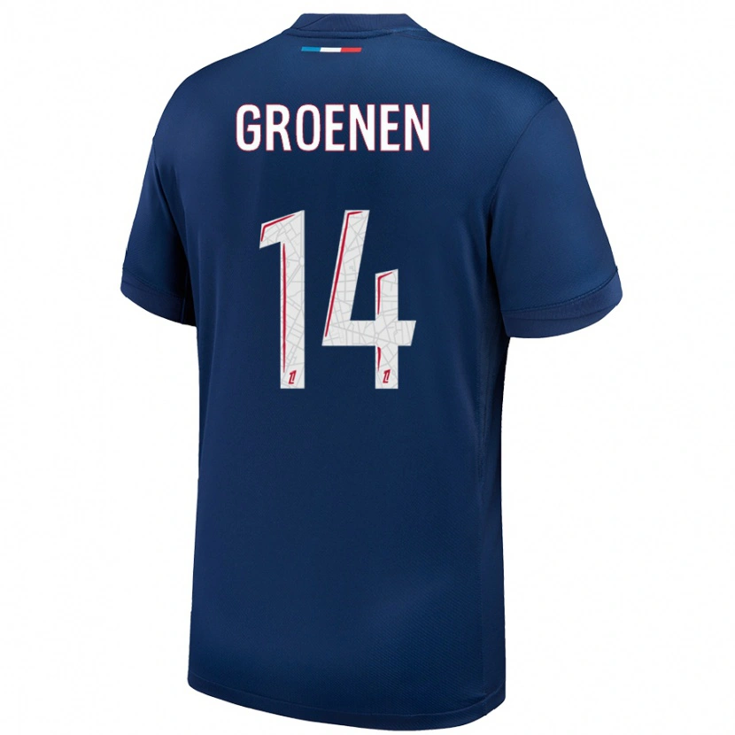 Danxen Niño Camiseta Jackie Groenen #14 Azul Marino Blanco 1ª Equipación 2024/25 La Camisa México