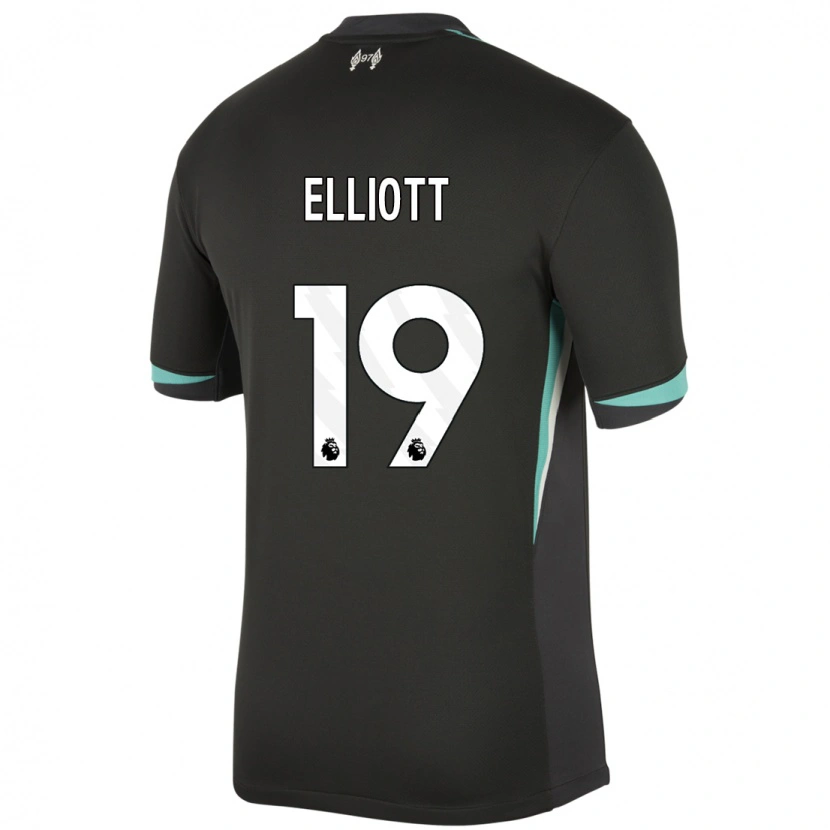 Danxen Niño Camiseta Harvey Elliott #19 Negro Antracita Blanco 2ª Equipación 2024/25 La Camisa México