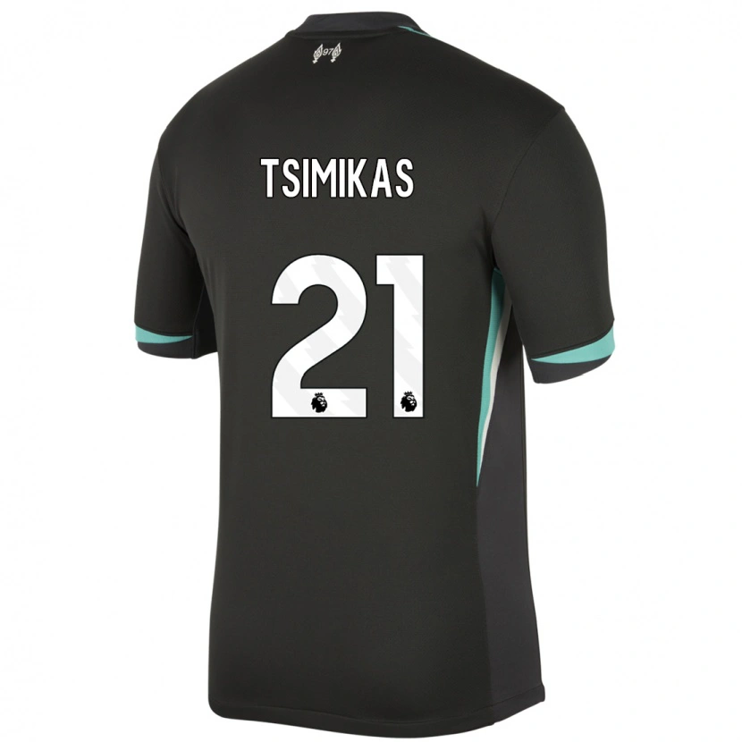 Danxen Niño Camiseta Konstantinos Tsimikas #21 Negro Antracita Blanco 2ª Equipación 2024/25 La Camisa México