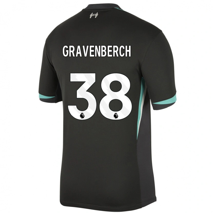 Danxen Niño Camiseta Ryan Gravenberch #38 Negro Antracita Blanco 2ª Equipación 2024/25 La Camisa México