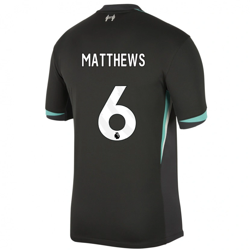 Danxen Niño Camiseta Jasmine Matthews #6 Negro Antracita Blanco 2ª Equipación 2024/25 La Camisa México