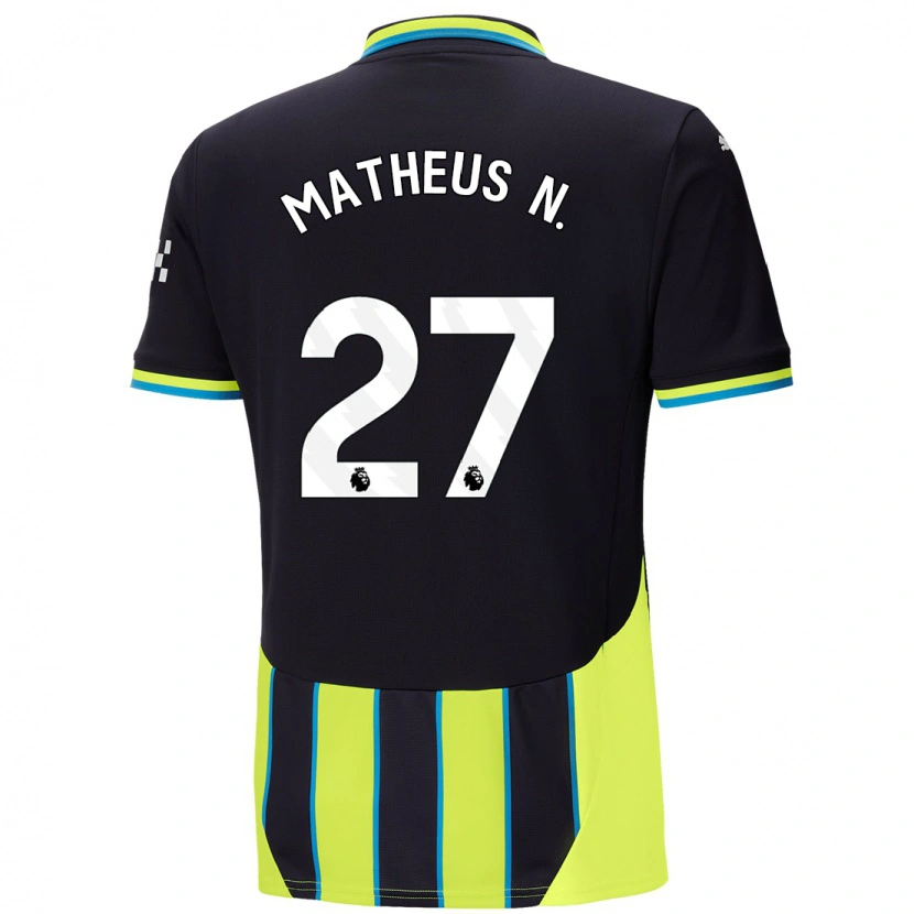 Danxen Niño Camiseta Matheus Nunes #27 Azul Amarillo 2ª Equipación 2024/25 La Camisa México