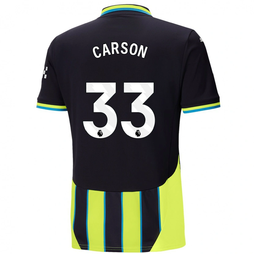 Danxen Niño Camiseta Scott Carson #33 Azul Amarillo 2ª Equipación 2024/25 La Camisa México