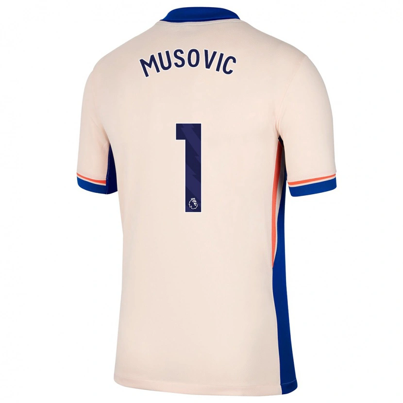 Danxen Niño Camiseta Zećira Mušović #1 Beige Claro 2ª Equipación 2024/25 La Camisa México