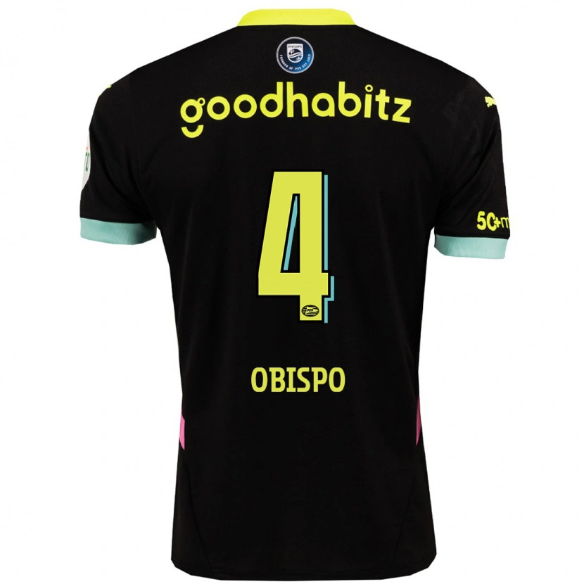 Danxen Niño Camiseta Armando Obispo #4 Negro Amarillo 2ª Equipación 2024/25 La Camisa México