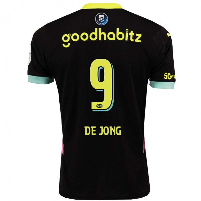 Danxen Niño Camiseta Luuk De Jong #9 Negro Amarillo 2ª Equipación 2024/25 La Camisa México