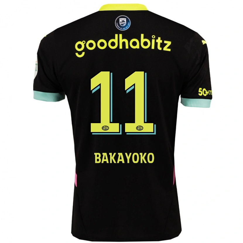 Danxen Niño Camiseta Johan Bakayoko #11 Negro Amarillo 2ª Equipación 2024/25 La Camisa México
