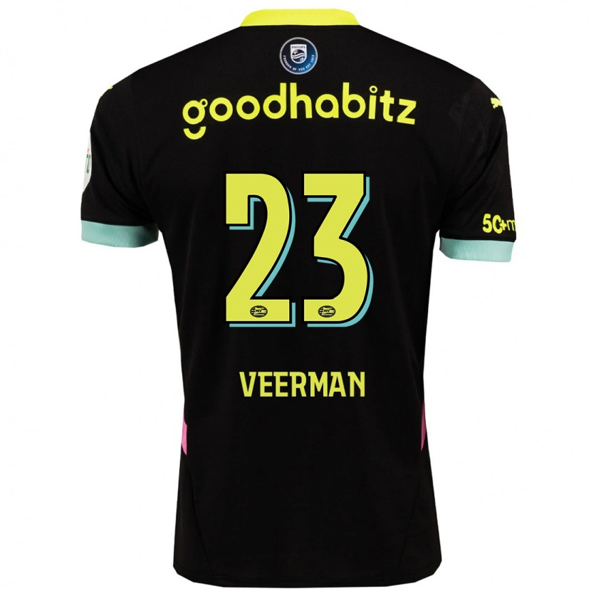 Danxen Niño Camiseta Joey Veerman #23 Negro Amarillo 2ª Equipación 2024/25 La Camisa México