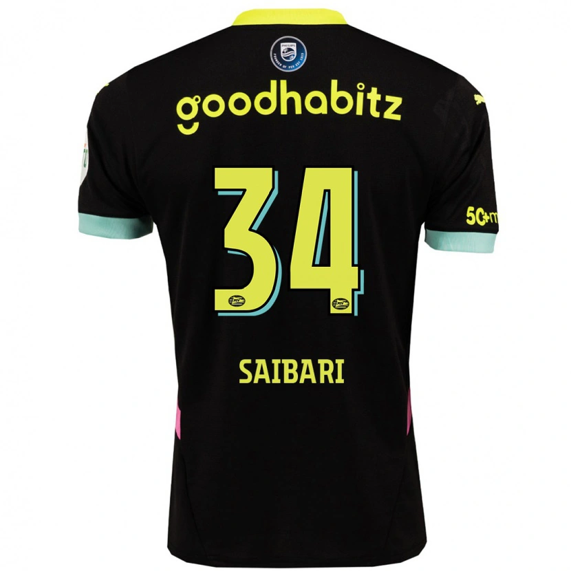 Danxen Niño Camiseta Ismael Saibari #34 Negro Amarillo 2ª Equipación 2024/25 La Camisa México