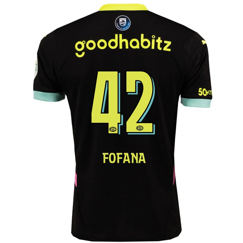 Danxen Niño Camiseta Fodé Fofana #42 Negro Amarillo 2ª Equipación 2024/25 La Camisa México