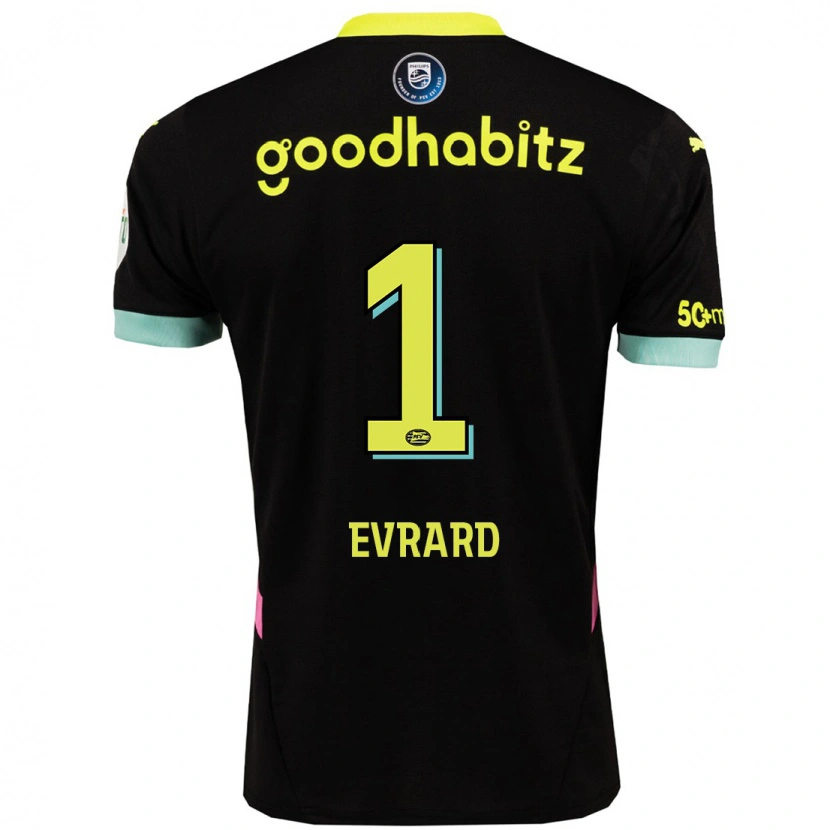 Danxen Niño Camiseta Nicky Evrard #1 Negro Amarillo 2ª Equipación 2024/25 La Camisa México