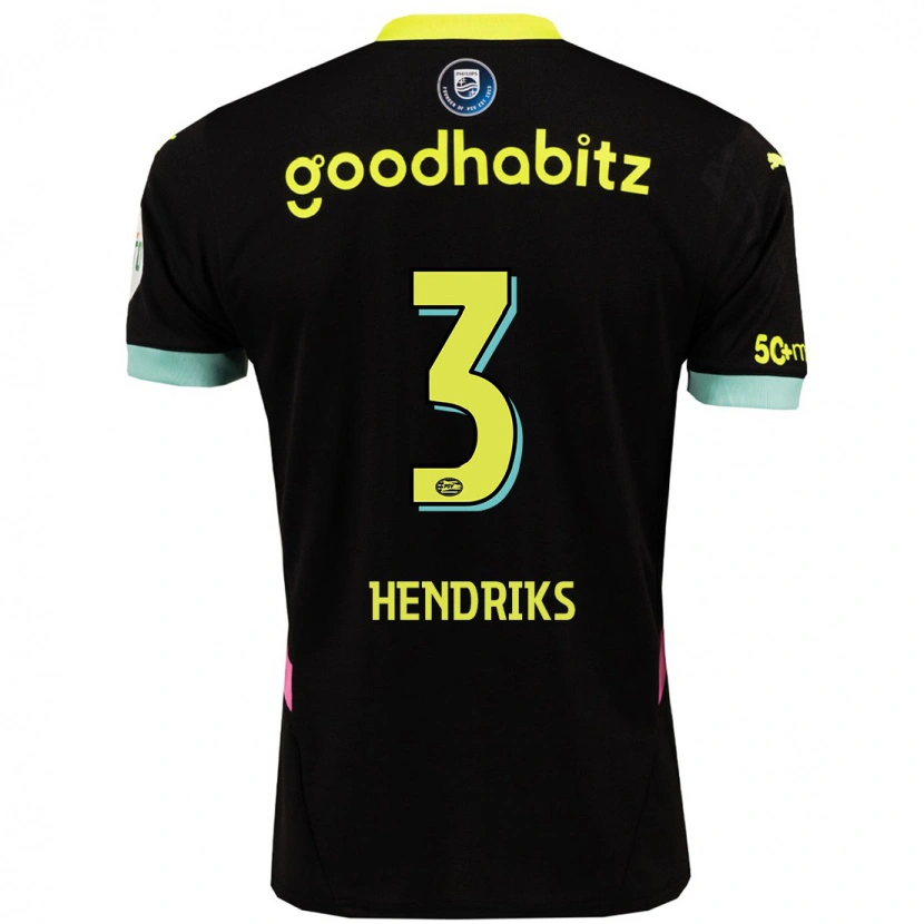 Danxen Niño Camiseta Gwyneth Hendriks #3 Negro Amarillo 2ª Equipación 2024/25 La Camisa México