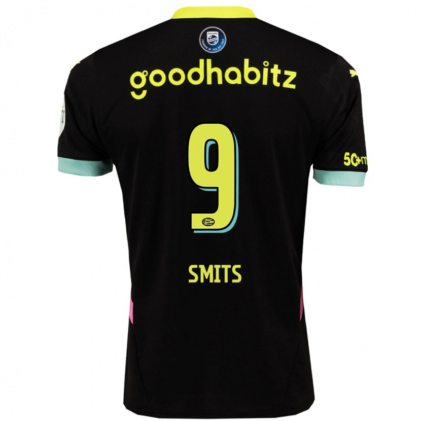 Danxen Niño Camiseta Joëlle Smits #9 Negro Amarillo 2ª Equipación 2024/25 La Camisa México