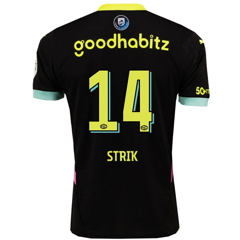 Danxen Niño Camiseta Laura Strik #14 Negro Amarillo 2ª Equipación 2024/25 La Camisa México