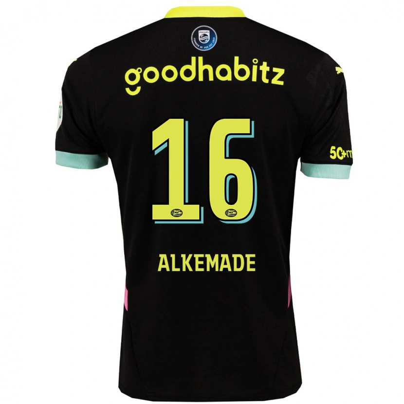 Danxen Niño Camiseta Lisan Alkemade #16 Negro Amarillo 2ª Equipación 2024/25 La Camisa México