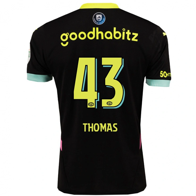 Danxen Niño Camiseta Kealyn Thomas #43 Negro Amarillo 2ª Equipación 2024/25 La Camisa México