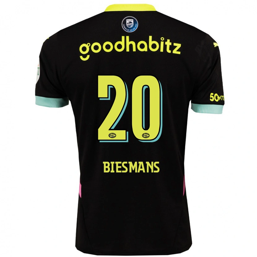 Danxen Niño Camiseta Julie Biesmans #20 Negro Amarillo 2ª Equipación 2024/25 La Camisa México