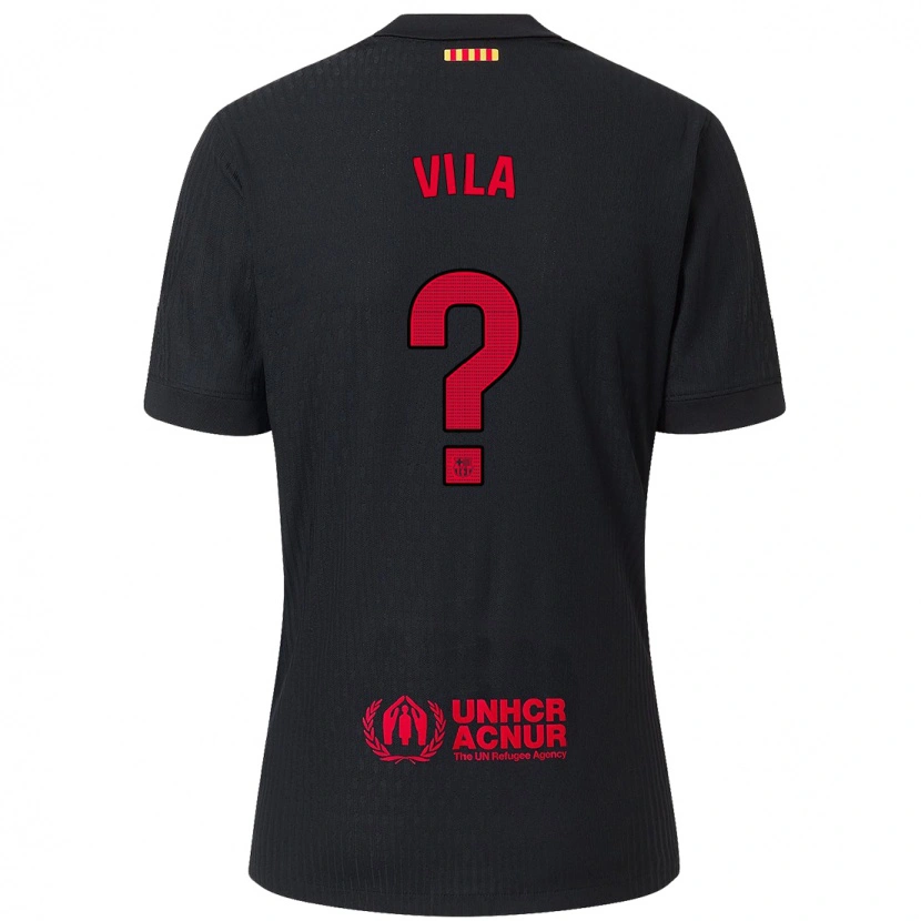 Danxen Niño Camiseta Manu Vila #0 Negro Rojo 2ª Equipación 2024/25 La Camisa México