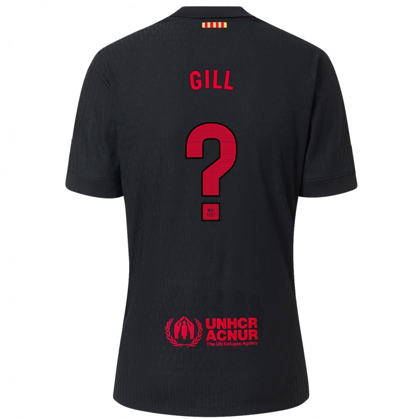 Danxen Niño Camiseta Adrian Gill #0 Negro Rojo 2ª Equipación 2024/25 La Camisa México