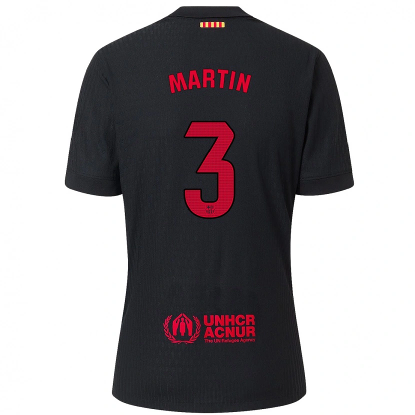 Danxen Niño Camiseta Gerard Martín #3 Negro Rojo 2ª Equipación 2024/25 La Camisa México
