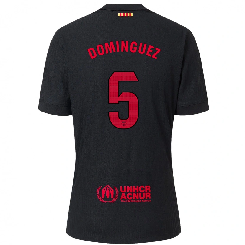 Danxen Niño Camiseta Sergi Domínguez #5 Negro Rojo 2ª Equipación 2024/25 La Camisa México