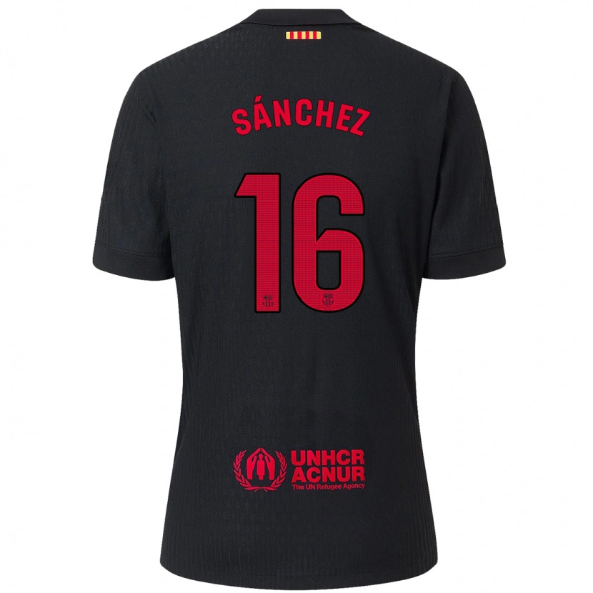 Danxen Niño Camiseta Edu Sánchez #16 Negro Rojo 2ª Equipación 2024/25 La Camisa México