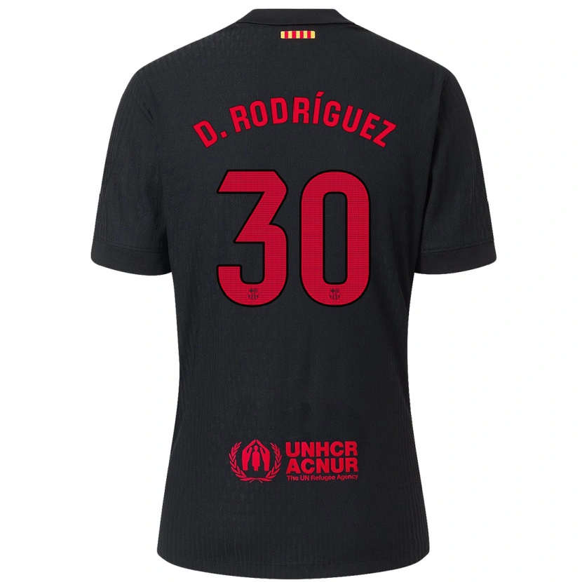 Danxen Niño Camiseta Dani Rodríguez #30 Negro Rojo 2ª Equipación 2024/25 La Camisa México