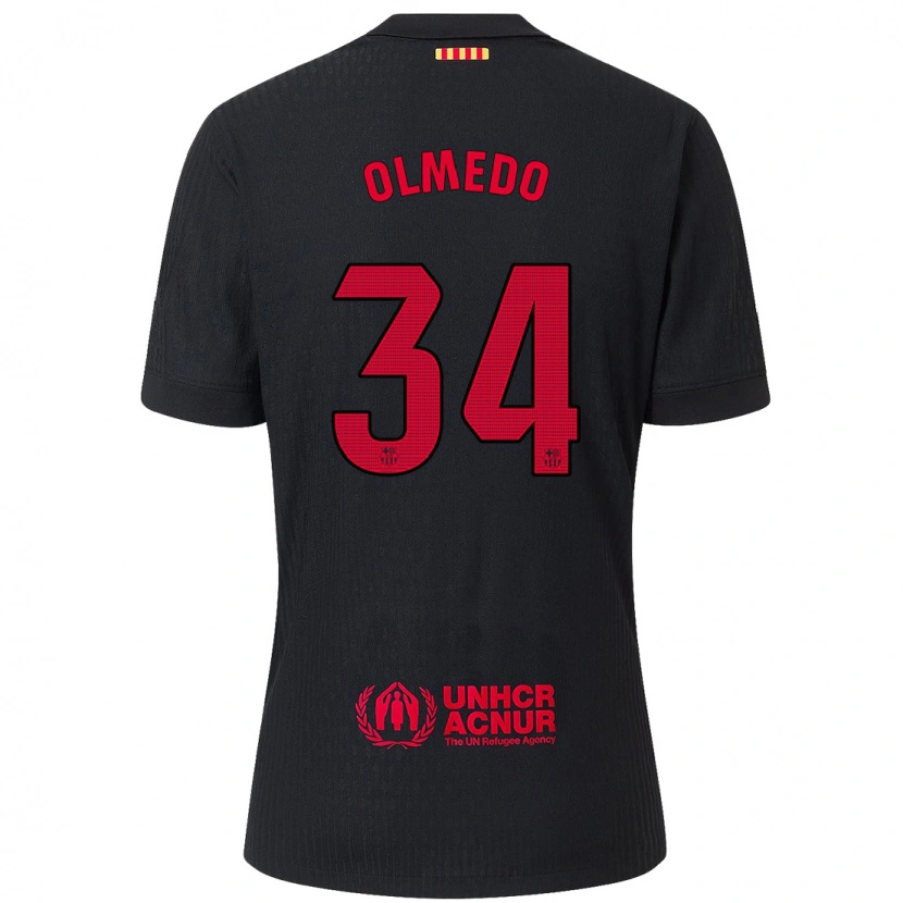 Danxen Niño Camiseta Alexis Olmedo #34 Negro Rojo 2ª Equipación 2024/25 La Camisa México