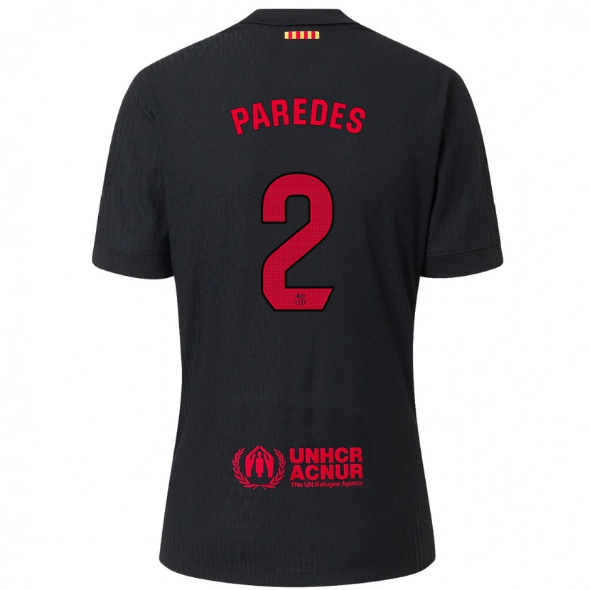 Danxen Niño Camiseta Irene Paredes #2 Negro Rojo 2ª Equipación 2024/25 La Camisa México