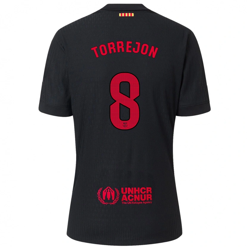 Danxen Niño Camiseta Marta Torrejón #8 Negro Rojo 2ª Equipación 2024/25 La Camisa México