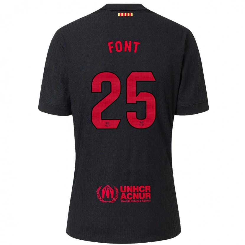 Danxen Niño Camiseta Gemma Font #25 Negro Rojo 2ª Equipación 2024/25 La Camisa México