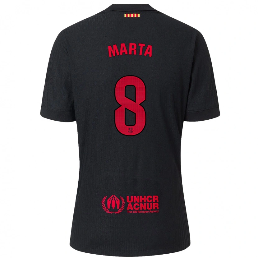 Danxen Niño Camiseta Marta Torrejon #8 Negro Rojo 2ª Equipación 2024/25 La Camisa México
