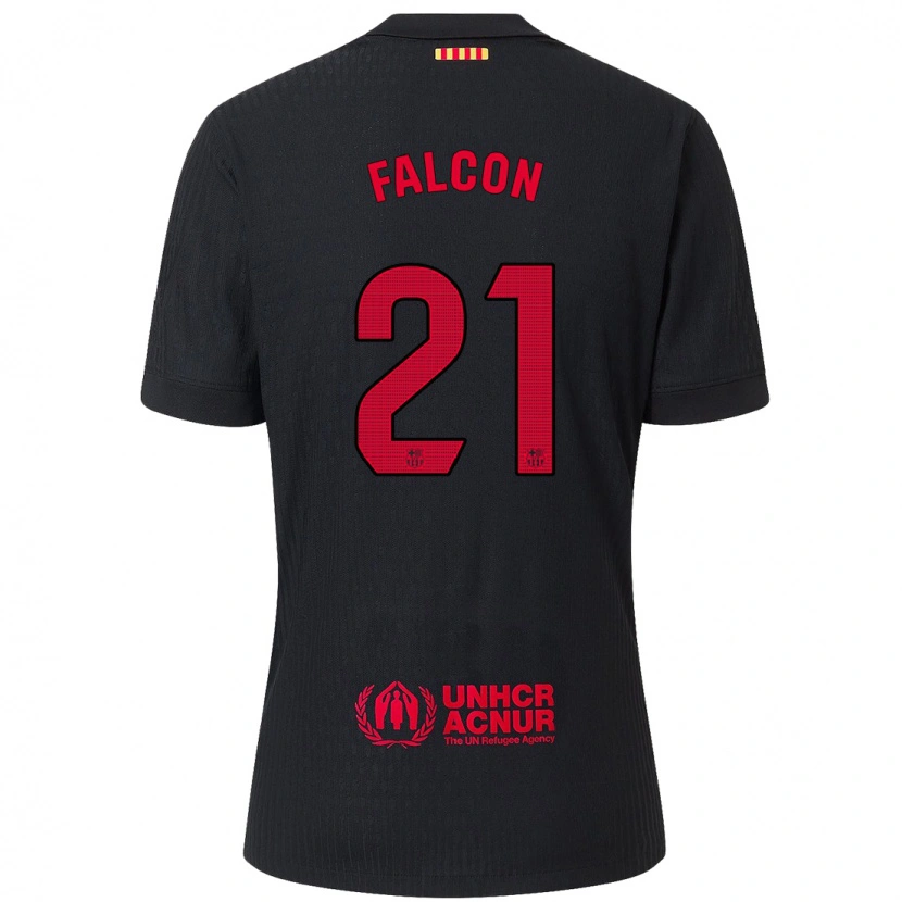 Danxen Niño Camiseta Andrea Falcon #21 Negro Rojo 2ª Equipación 2024/25 La Camisa México