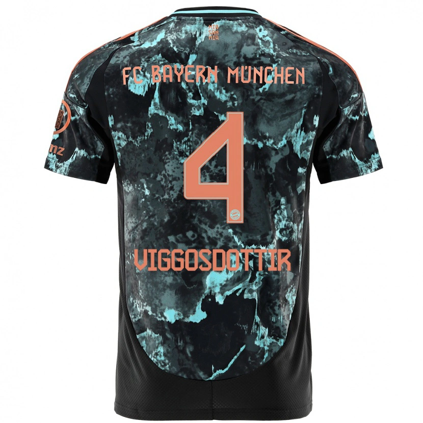 Danxen Niño Camiseta Glódís Perla Viggósdóttir #4 Negro 2ª Equipación 2024/25 La Camisa México
