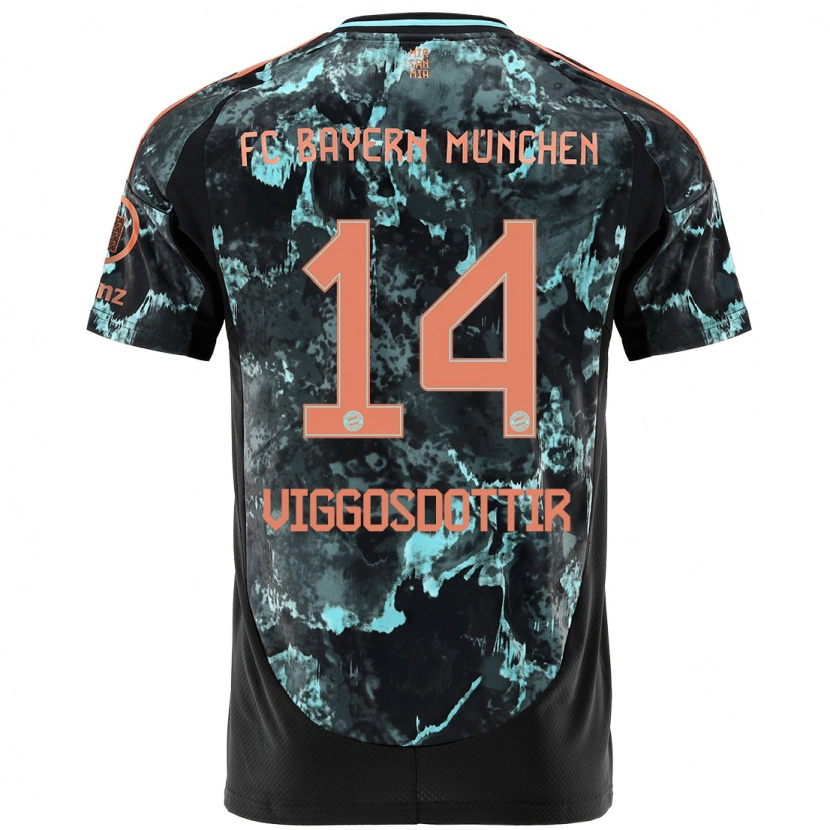 Danxen Niño Camiseta Glodis Perla Viggosdottir #14 Negro 2ª Equipación 2024/25 La Camisa México