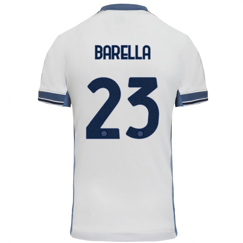 Danxen Niño Camiseta Nicolò Barella #23 Blanco Gris 2ª Equipación 2024/25 La Camisa México