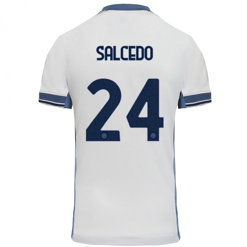 Danxen Niño Camiseta Eddie Salcedo #24 Blanco Gris 2ª Equipación 2024/25 La Camisa México