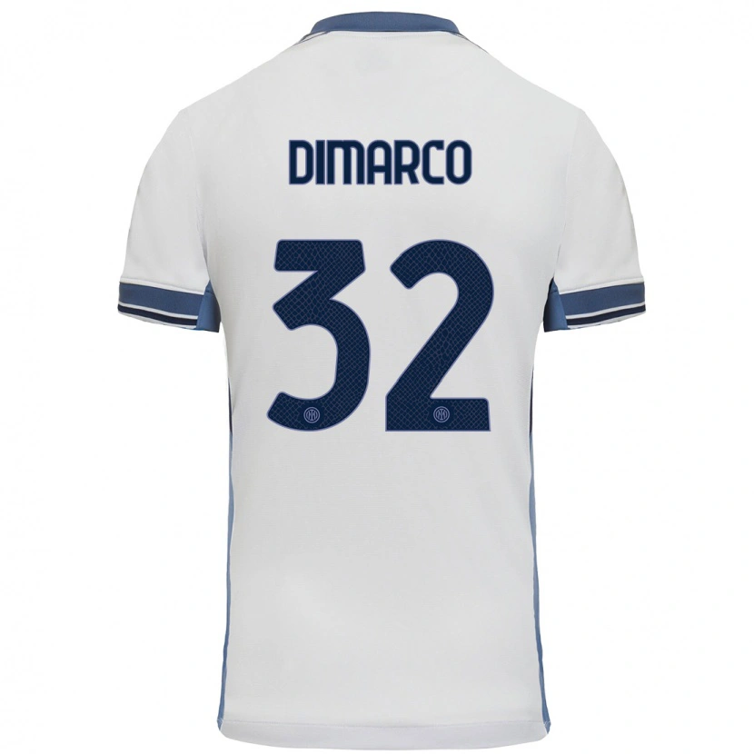 Danxen Niño Camiseta Federico Dimarco #32 Blanco Gris 2ª Equipación 2024/25 La Camisa México