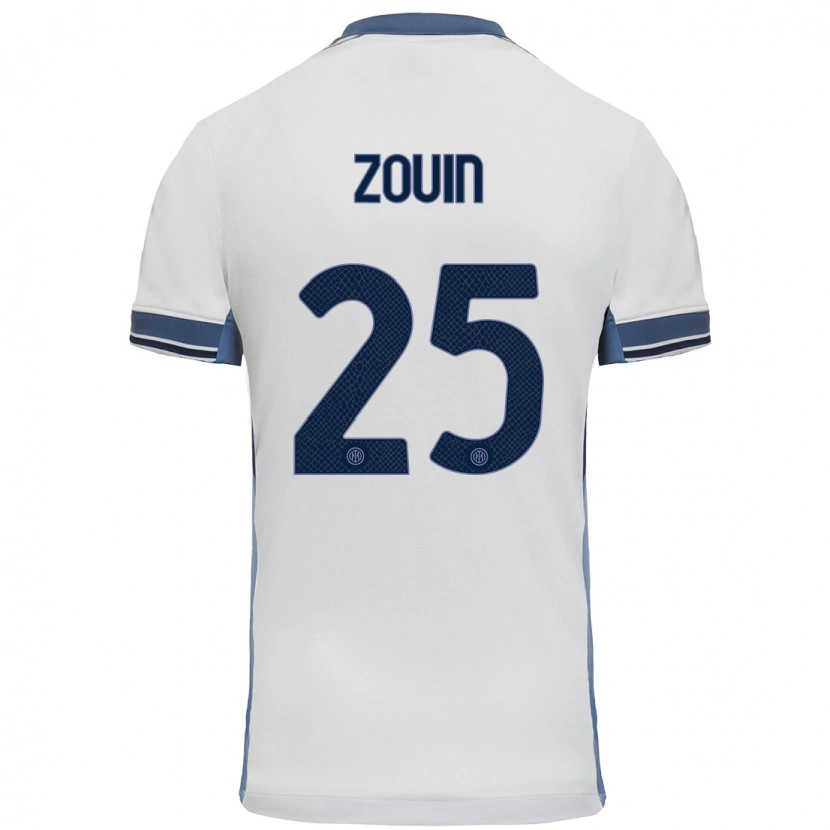 Danxen Niño Camiseta Aymen Zouin #25 Blanco Gris 2ª Equipación 2024/25 La Camisa México