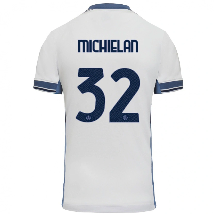 Danxen Niño Camiseta Mattia Michielan #32 Blanco Gris 2ª Equipación 2024/25 La Camisa México