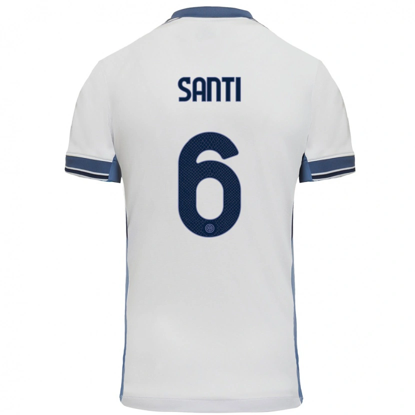 Danxen Niño Camiseta Irene Santi #6 Blanco Gris 2ª Equipación 2024/25 La Camisa México