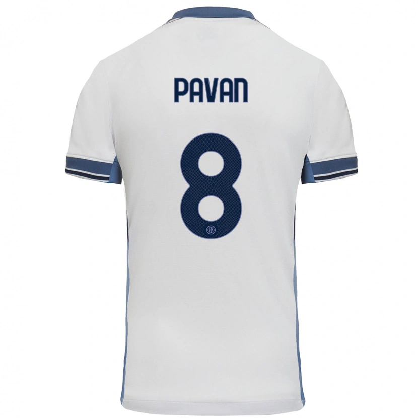 Danxen Niño Camiseta Matilde Pavan #8 Blanco Gris 2ª Equipación 2024/25 La Camisa México