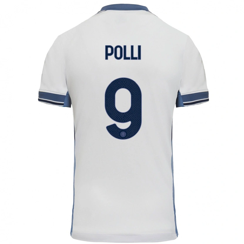 Danxen Niño Camiseta Elisa Polli #9 Blanco Gris 2ª Equipación 2024/25 La Camisa México